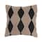 Hello Honey® Charcoal & Tan Applique & Diamond Pattern Cotton Pillow
